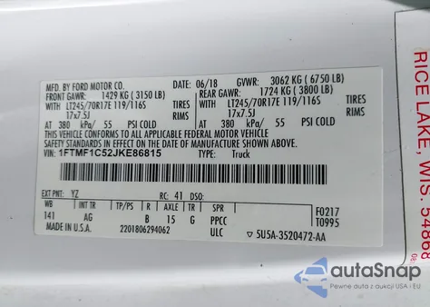 2018 Ford F-150 Xl from USA, damaged, VIN 1FTMF1C52JKE86815